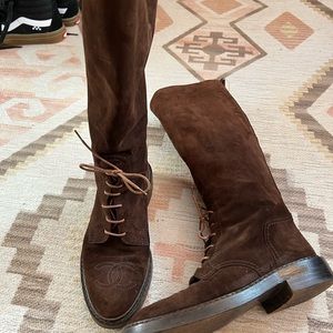 Chanel brown suede boots 37 made in Italy